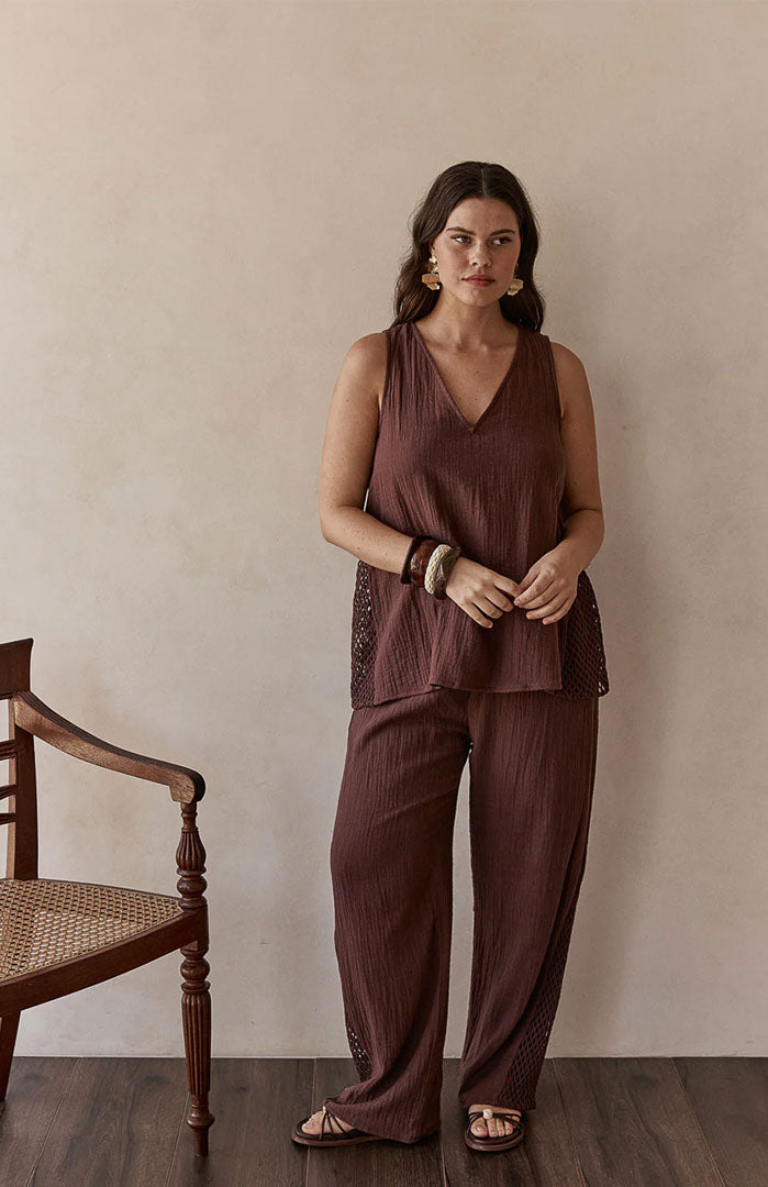 Luna Cocoa Co-ord Set | Cotton Linen Blend