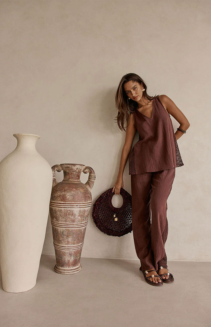 Luna Cocoa Co-ord Set | Cotton Linen Blend