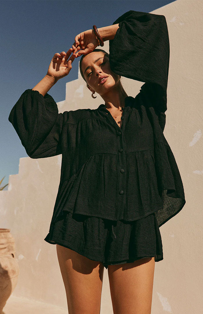 Lola Black Co-ord Set | Cotton Linen Blend