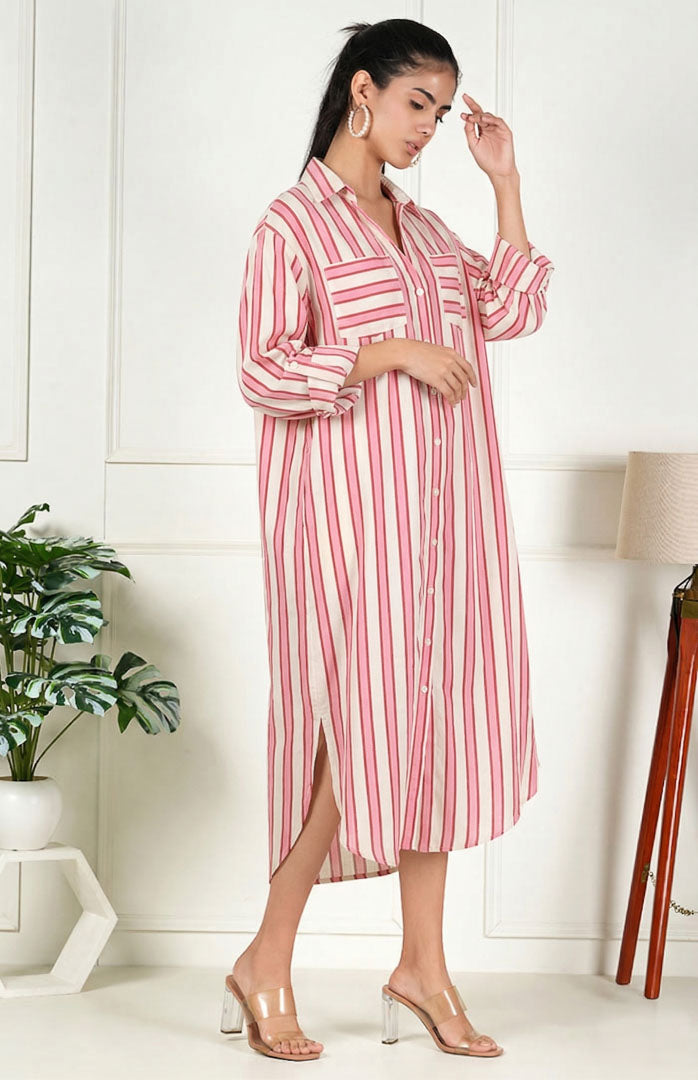 Candy Stripe Long Shirt | Shirt Dress