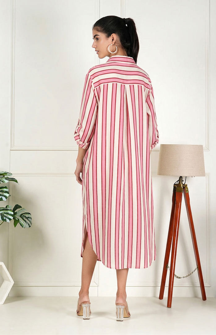 Candy Stripe Long Shirt | Shirt Dress
