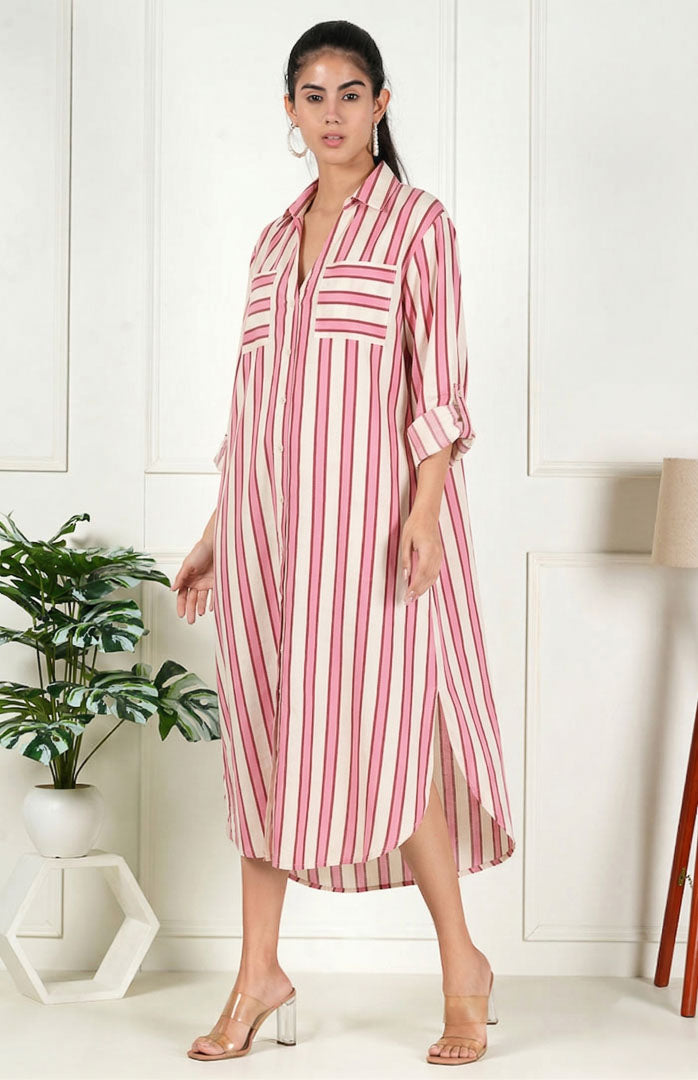 Candy Stripe Long Shirt | Shirt Dress