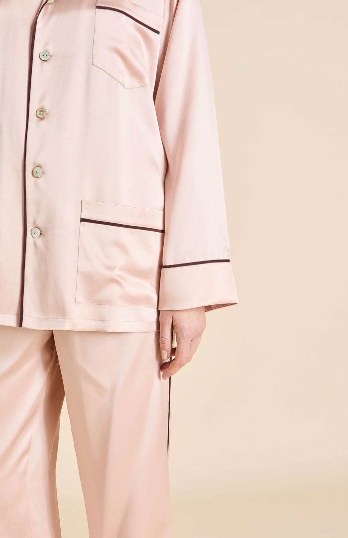 Blush Aura | Baby Pink Satin Loungewear Co-ord Set