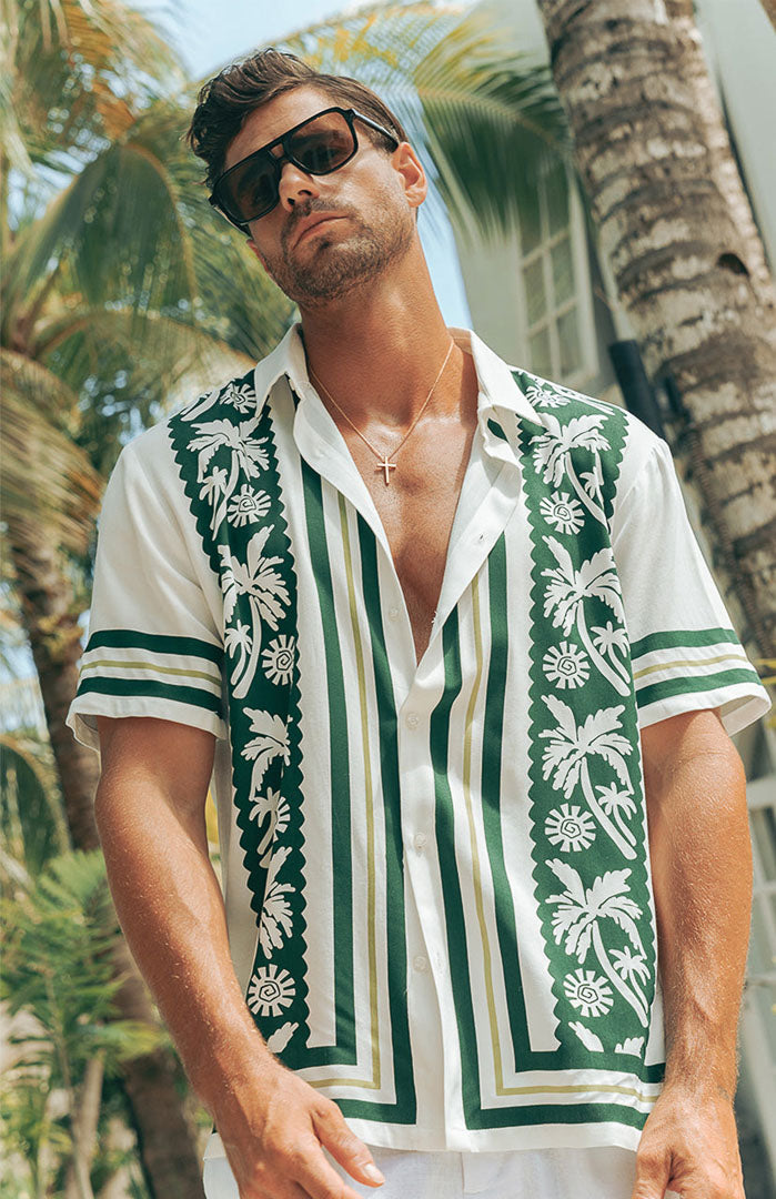 Riviera Green Palm Leaf Shirt | Men’s Printed Shirt