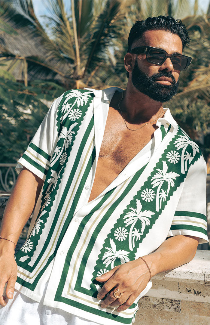 Riviera Green Palm Leaf Shirt | Men’s Printed Shirt