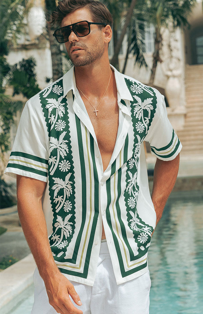 Riviera Green Palm Leaf Shirt | Men’s Printed Shirt
