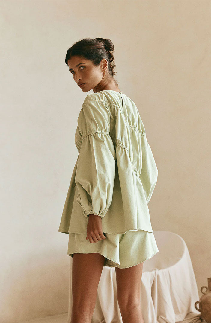 Lara Sage Green Co-ord Set | Cotton Linen Blend