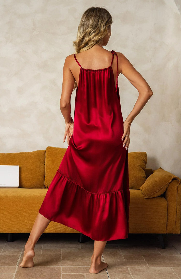 Scarlet Glow | Satin Nightdress