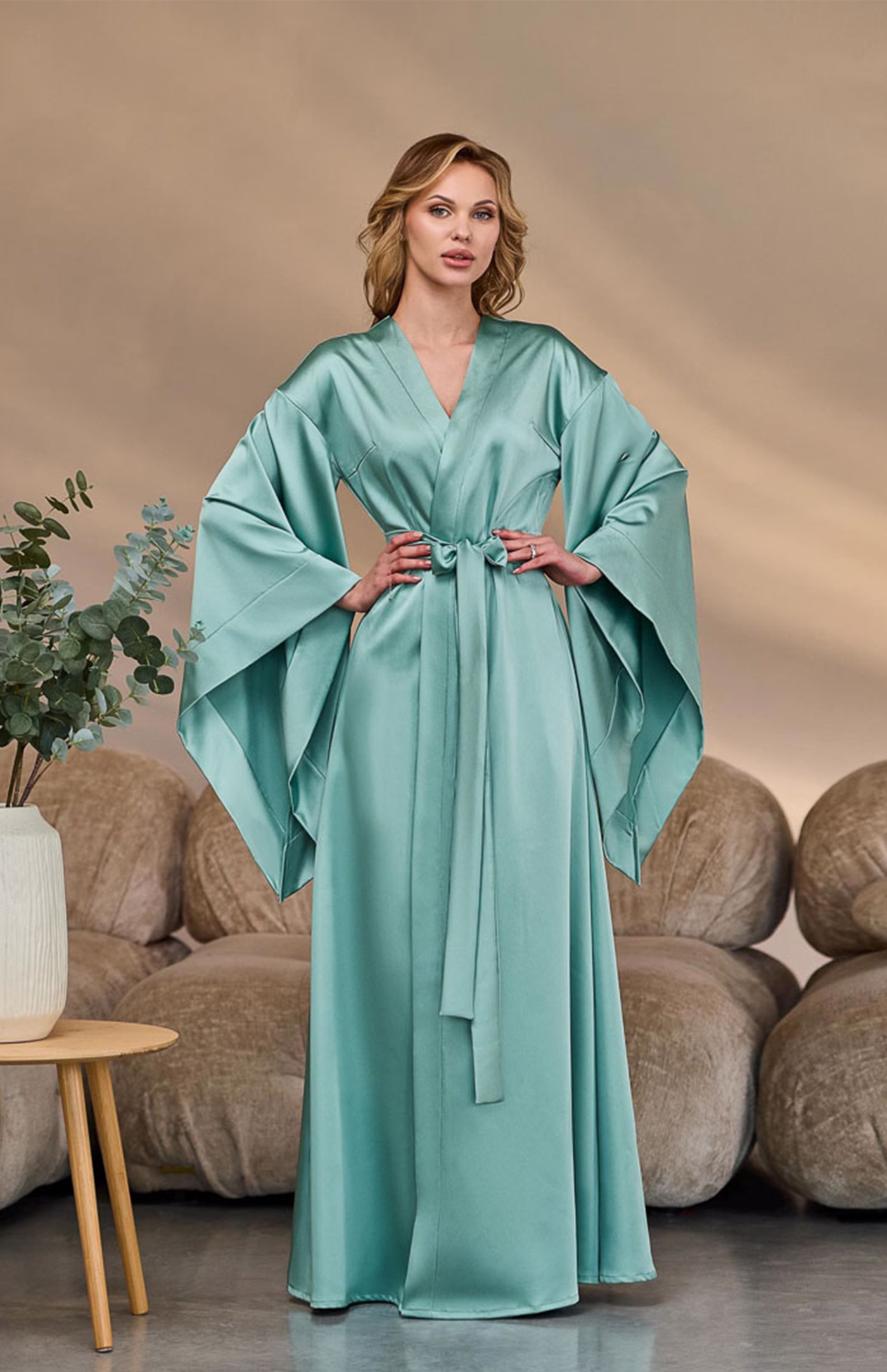 The Tiffany Blue | Satin Kimono Robe for Women