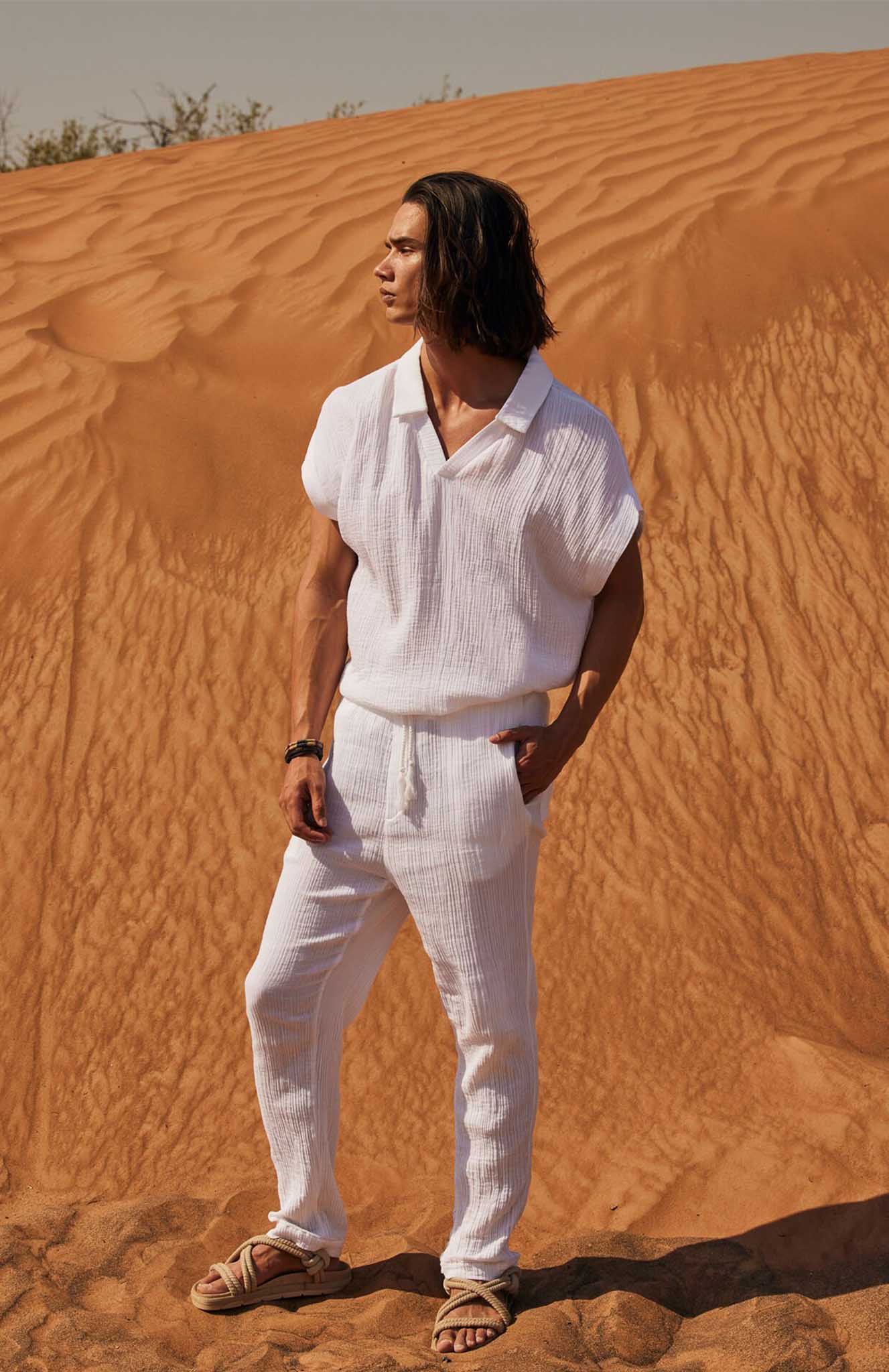 White Kurta Co-ord Set | Cotton Linen Blend