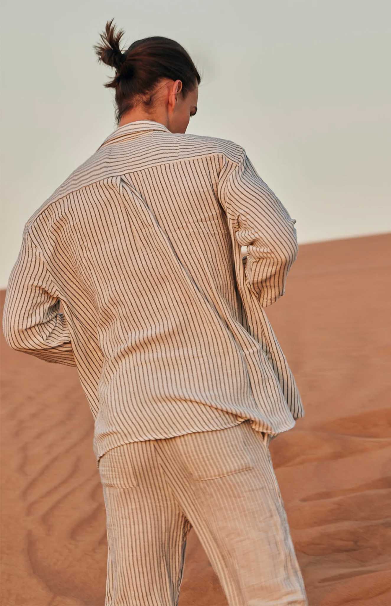 Black & White Stripes Co-ord Set | Cotton Linen Blend