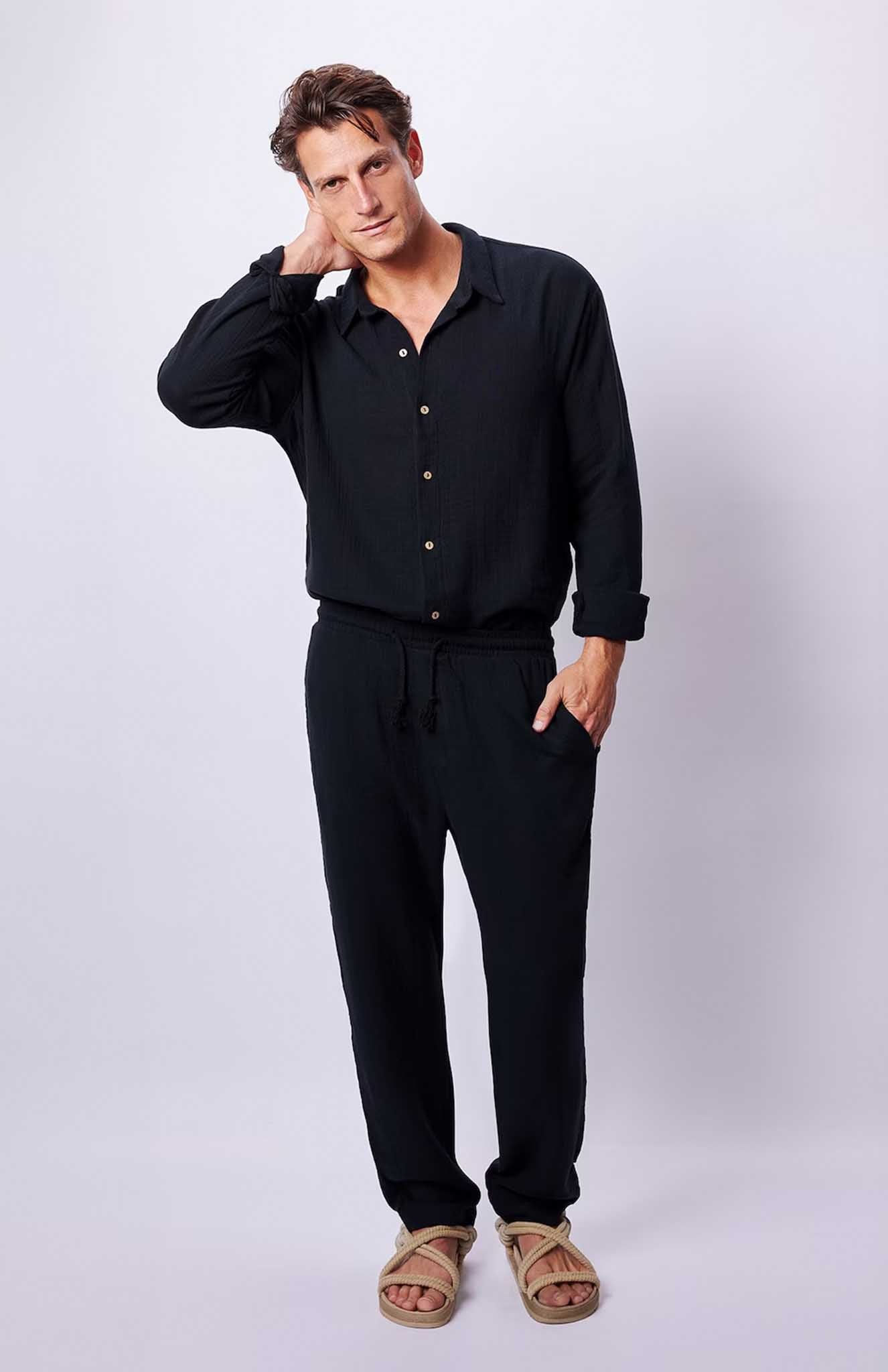 Classic Black Co-ord Set | Cotton Linen Blend