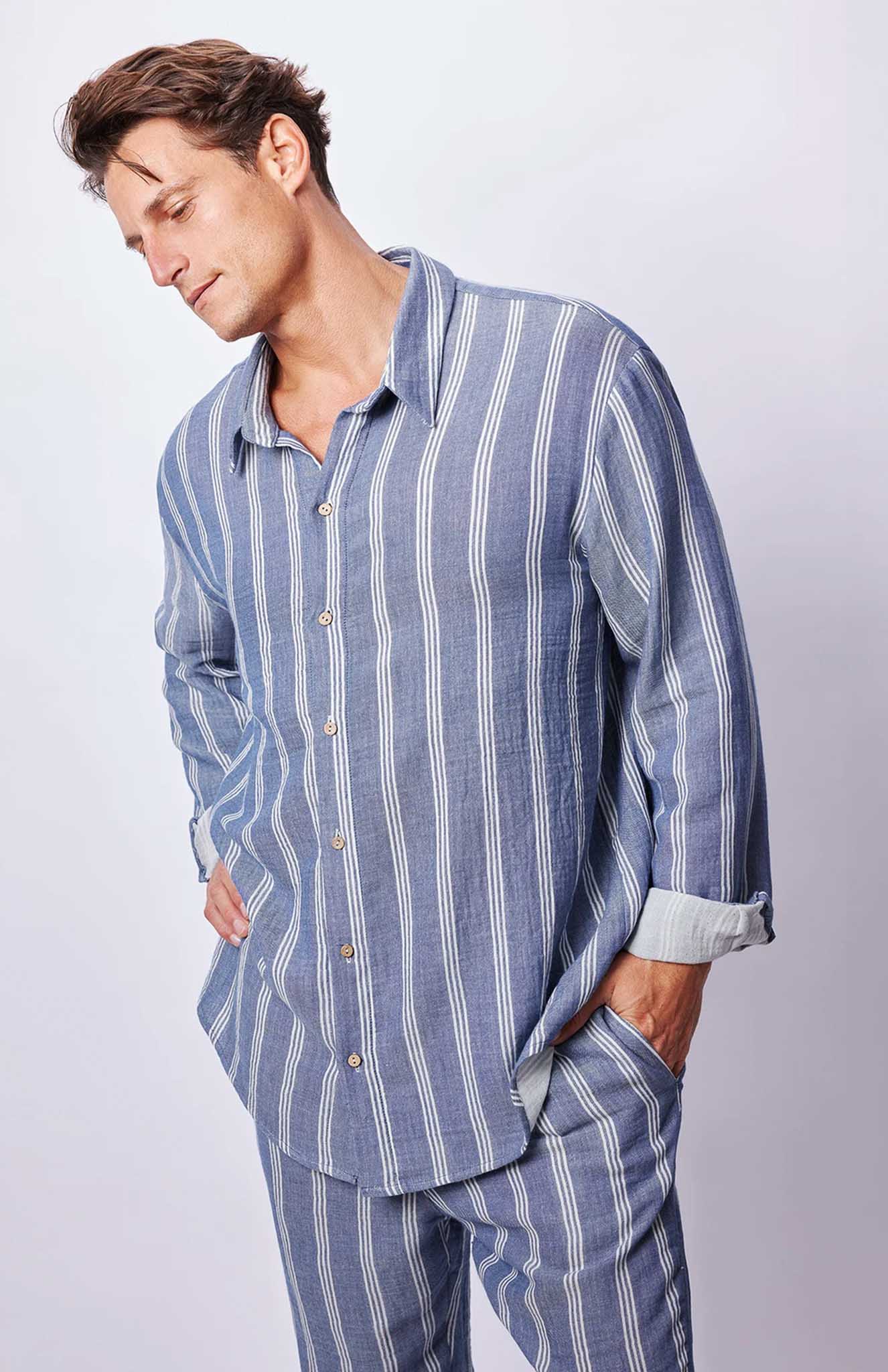 Blue Pins Co-ord Set | Cotton Linen Blend
