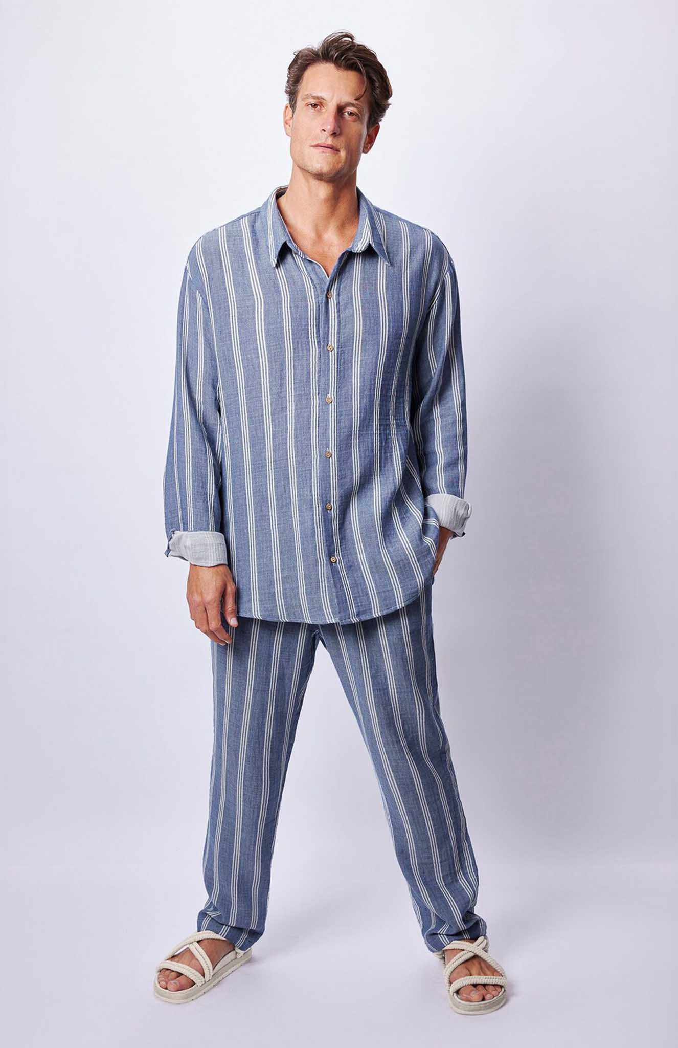 Blue Pins Co-ord Set | Cotton Linen Blend