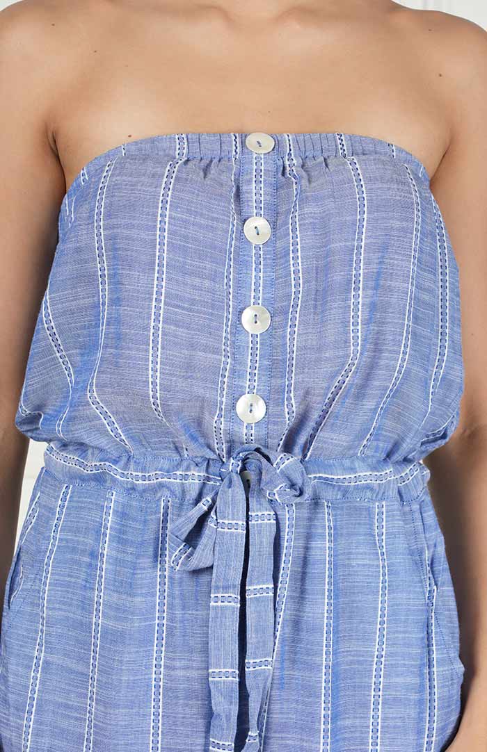 Off-shoulder - Blue Jumpsuit | Women's Clothing