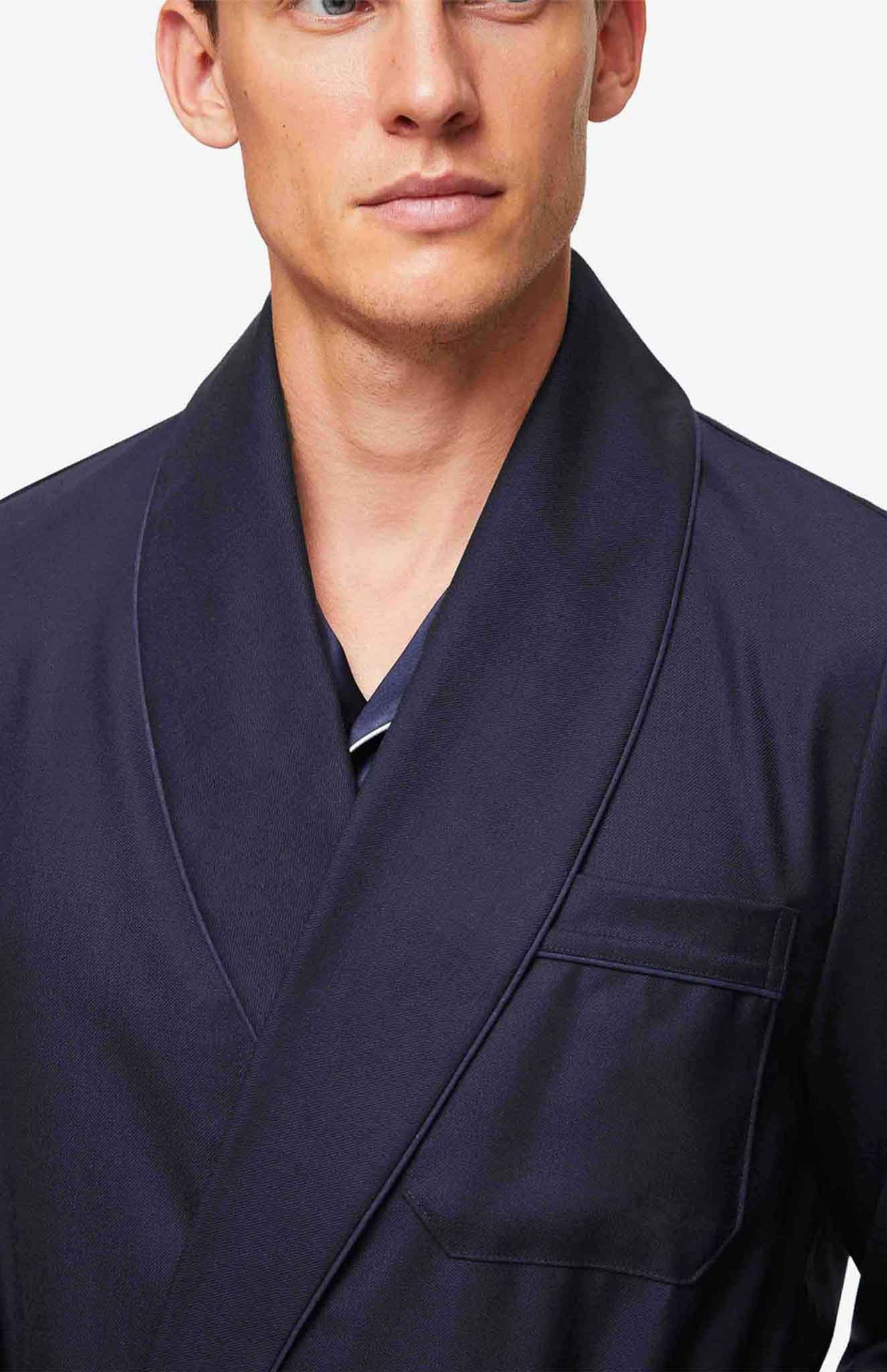 Pacific Lounger | Navy Blue Satin Robe and Pyjama