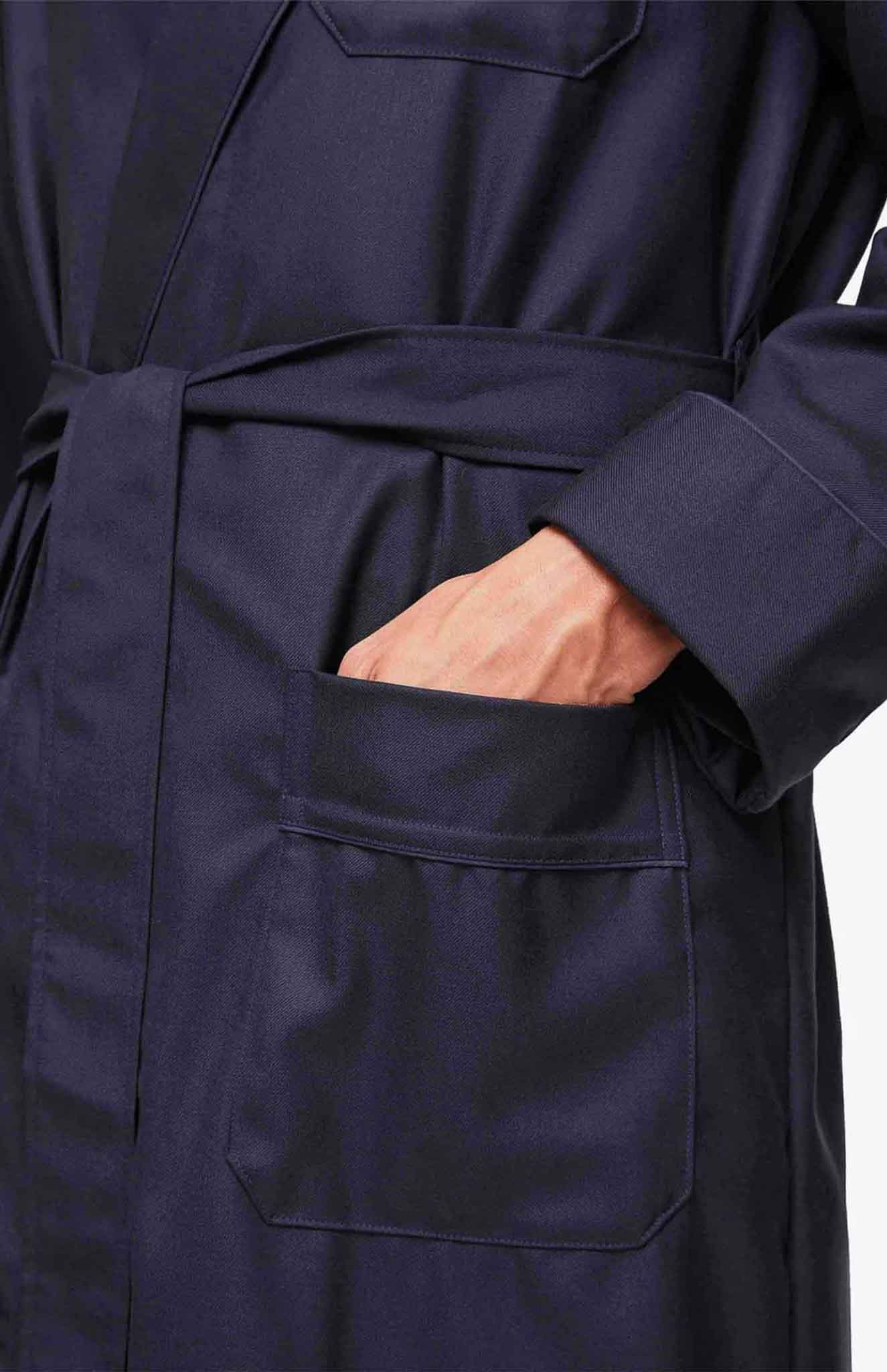 Pacific Lounger | Navy Blue Satin Robe and Pyjama