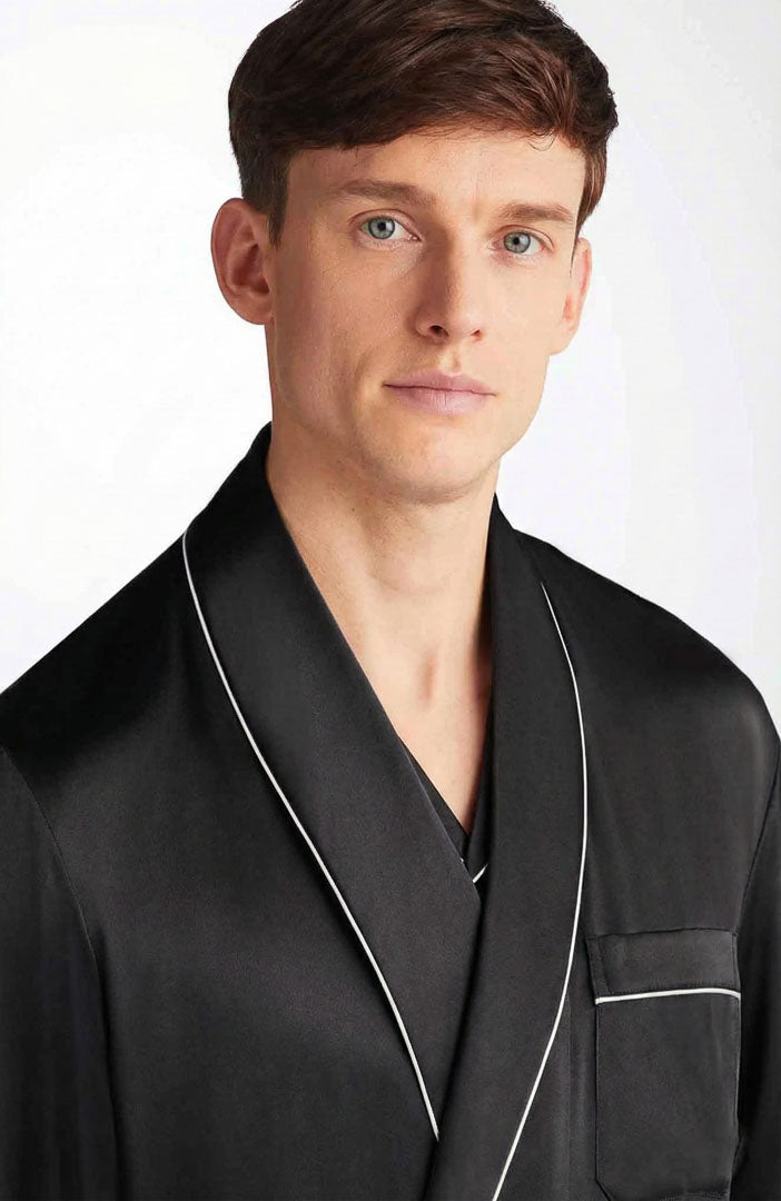 Black Harmony | Black Satin Robe and Pyjama