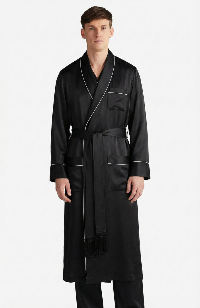 Black Harmony | Black Satin Robe and Pyjama