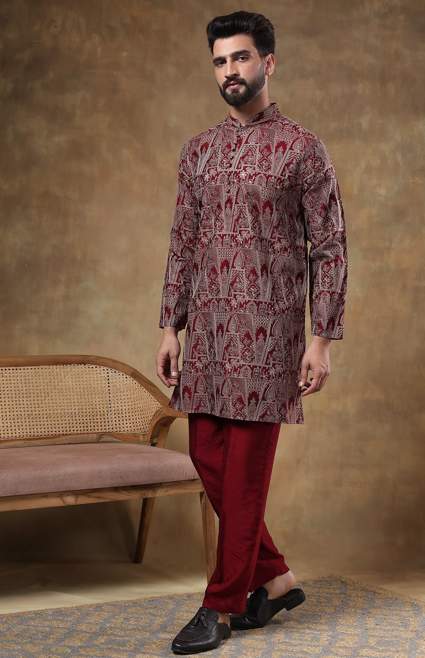 Lal Gulzar | Raw Chanderi Silk Kurta