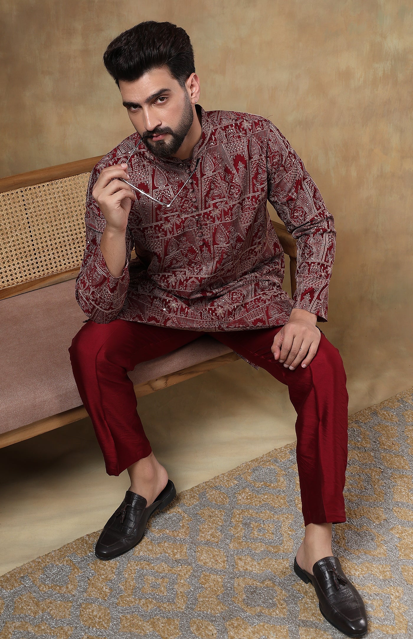 Lal Gulzar | Raw Chanderi Silk Kurta