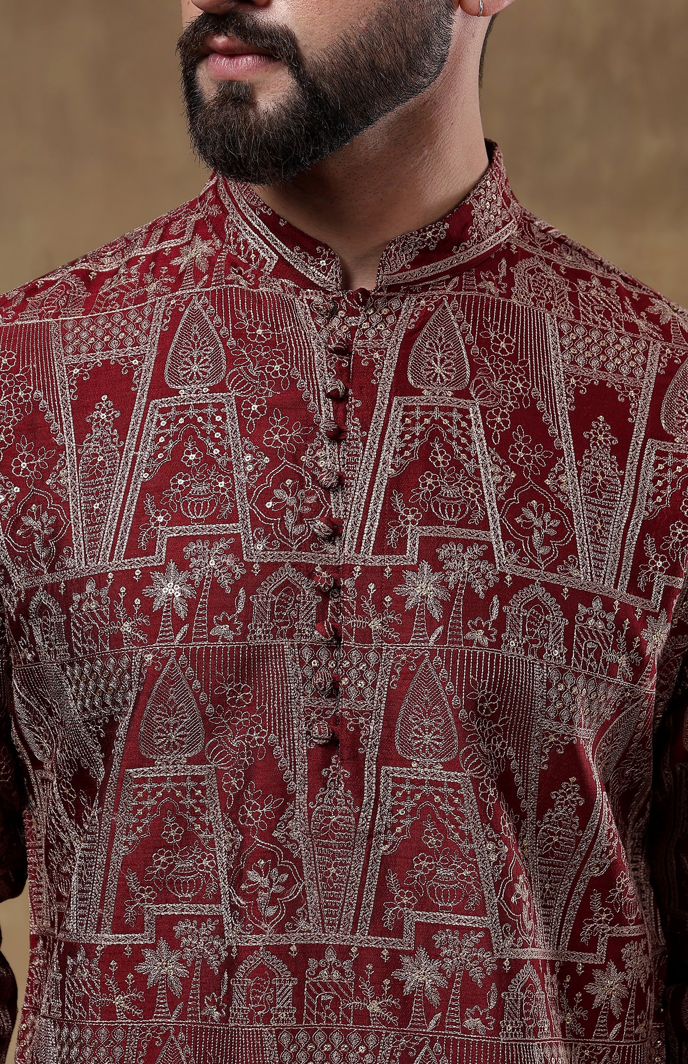 Lal Gulzar | Raw Chanderi Silk Kurta