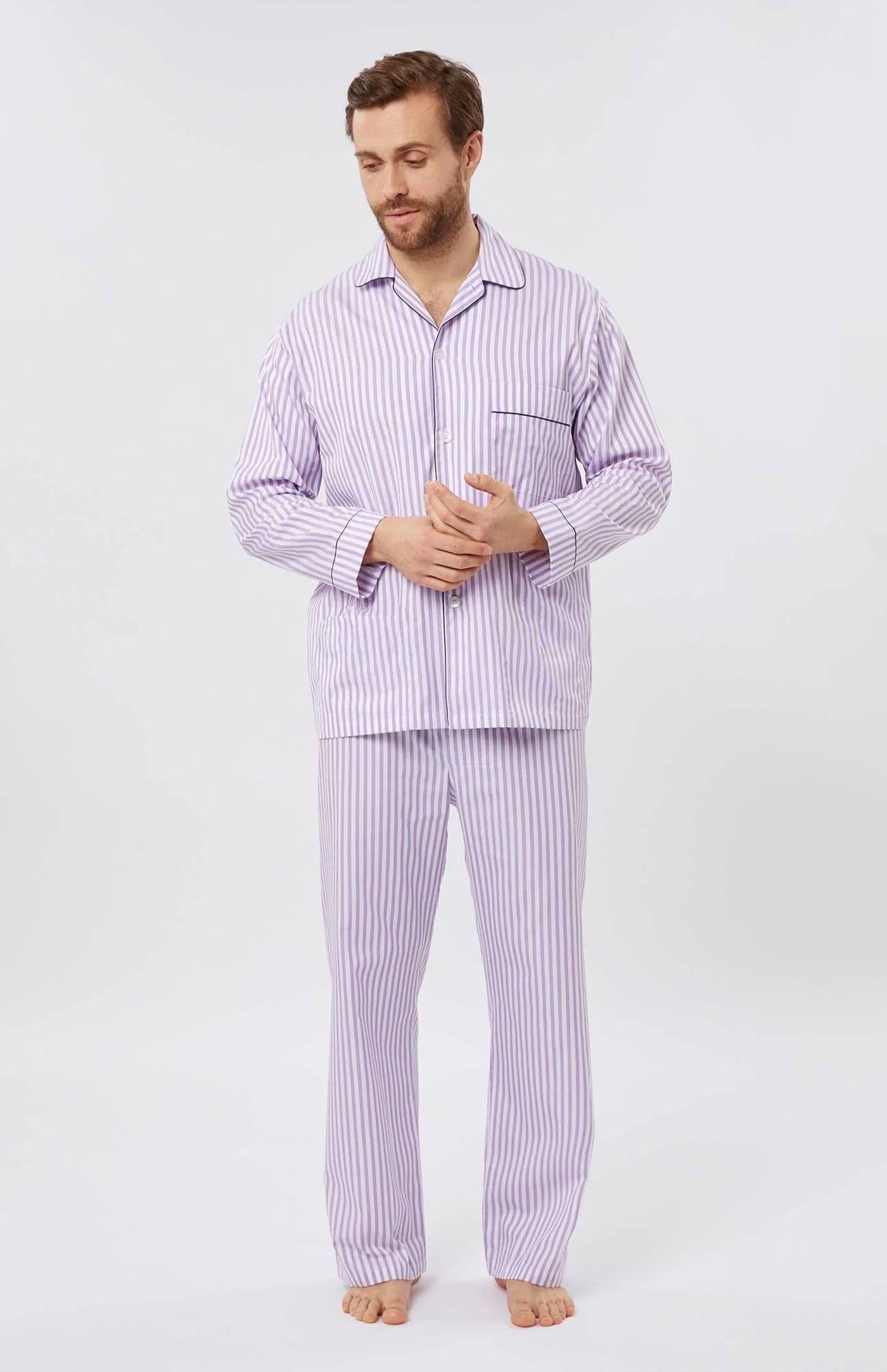 Lavender Stripes | Lounge Wear Set | 100% Cotton