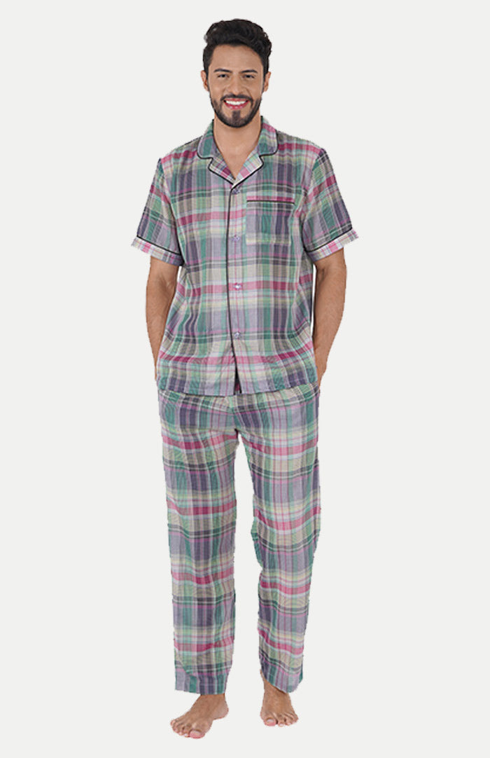 Lavender-_-Checkered-Lounge-Wear-Set-_-100_-Cotton-daywear---sleep-wear---causual-wear---men_s-collection-helf-sleeve-shirt--pyjama