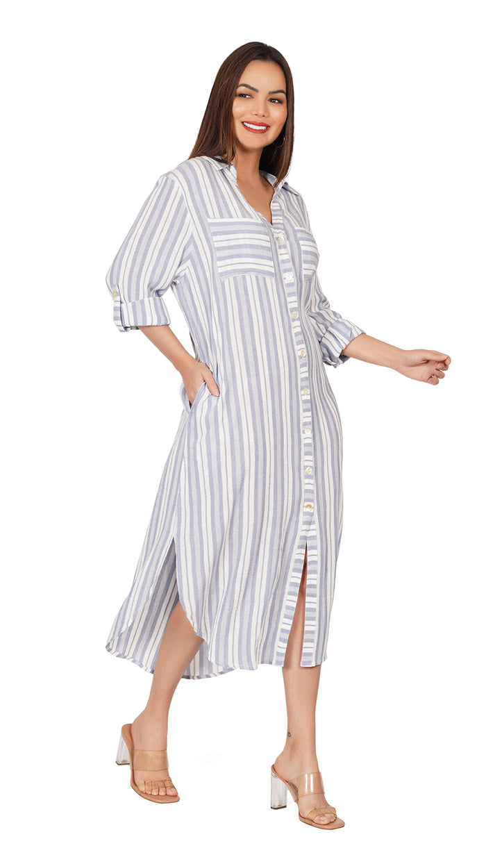 Long-Shirt-Dress-Buttoned-Dress-_--Striped-V-Neck-Comfy-Fit-Women_s-clothing-sleeowear-day-wear-comfortable-loungewear
