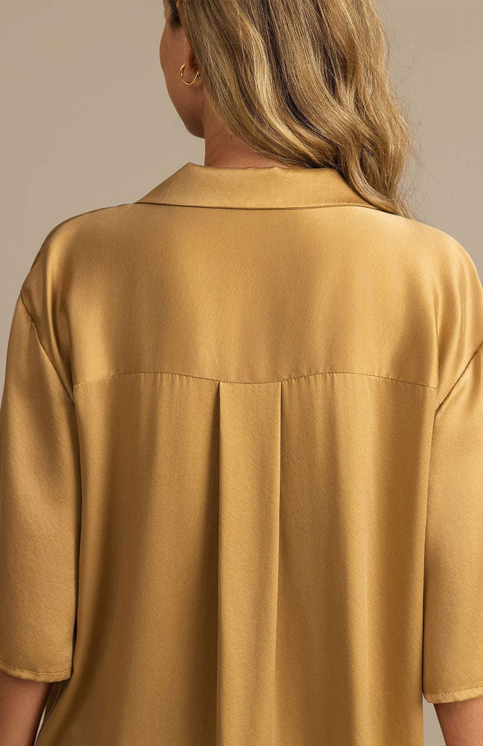 Champagne Gold | Satin Shirt & Shorts Set