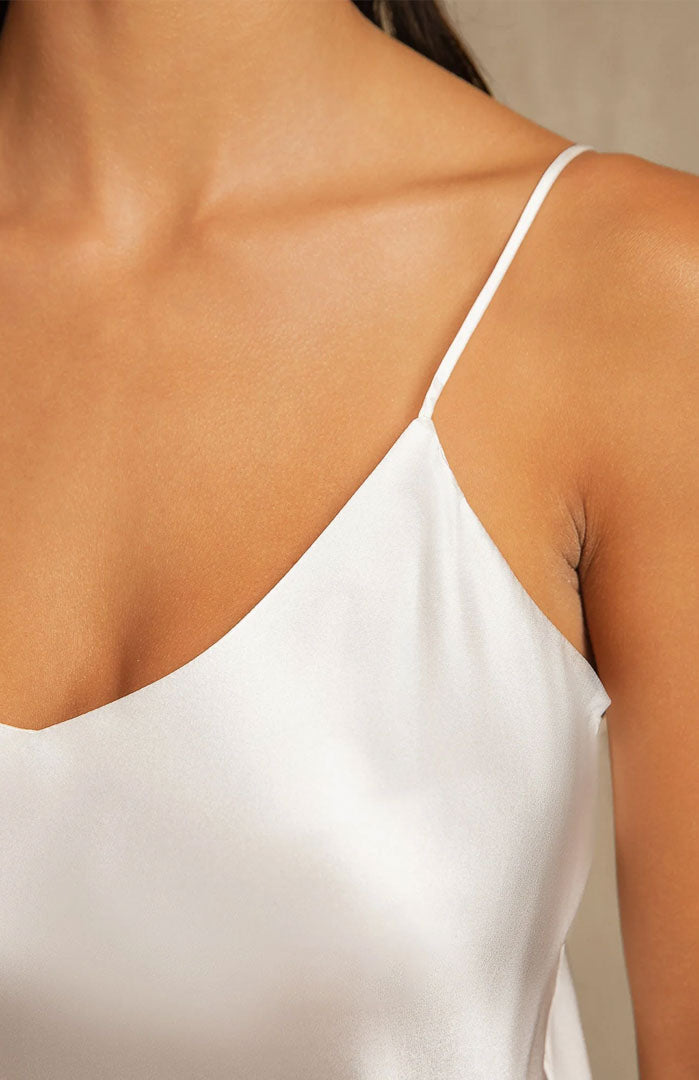 Pristine Pearl | White Satin Camisole & Shorts Set