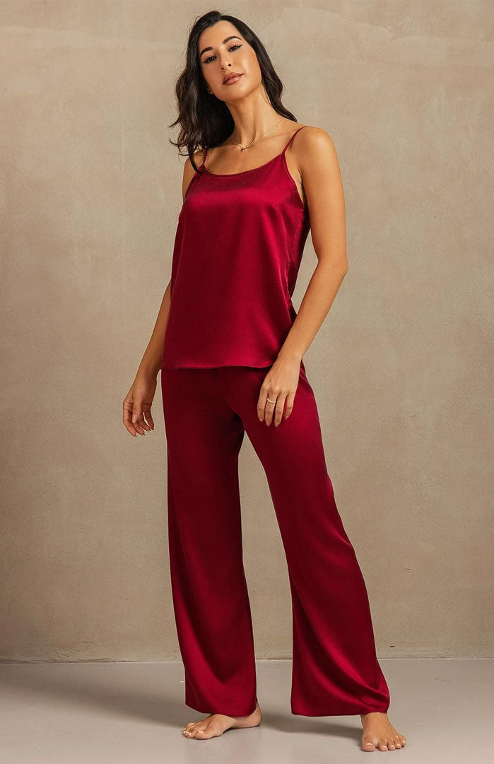 Scarlet Embrace | Ruby Red Satin Loungewear