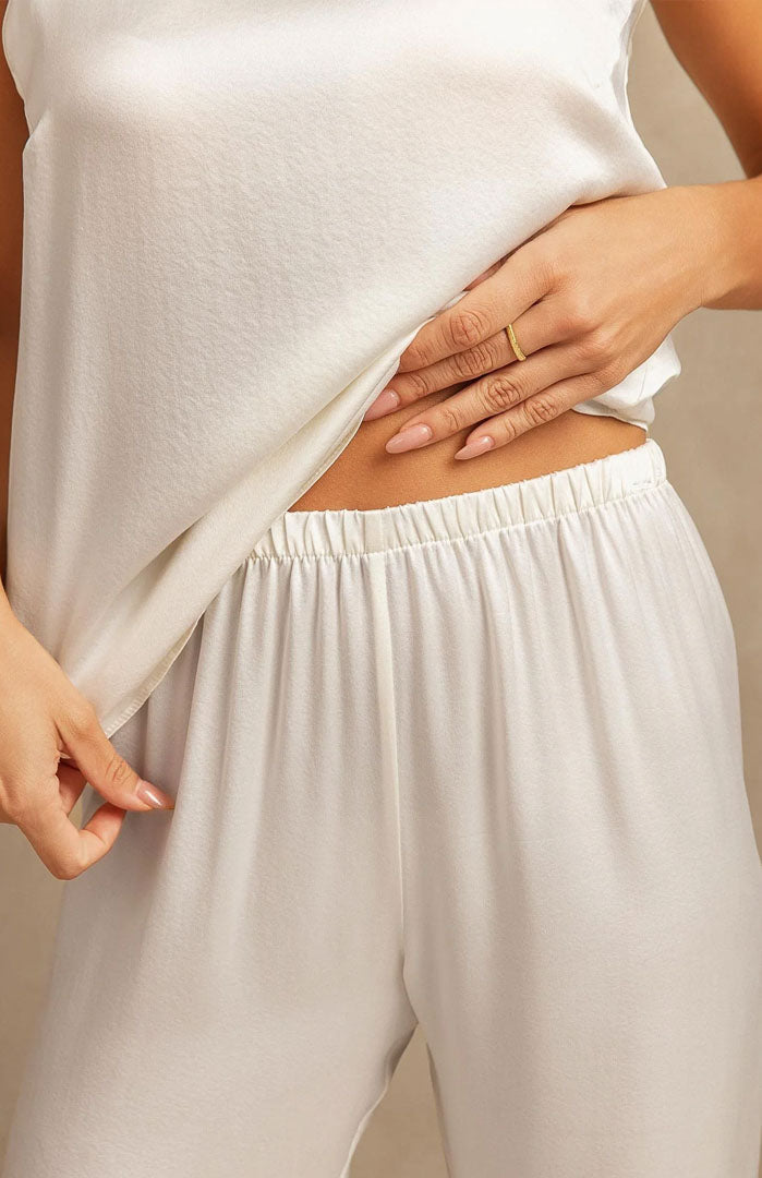 Ivory Radiance | White Cami Satin Loungewear