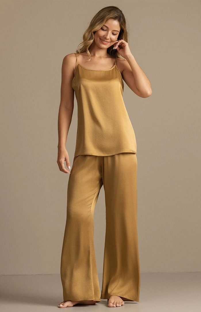 Liquid Gold |Gold Cami Satin Loungewear