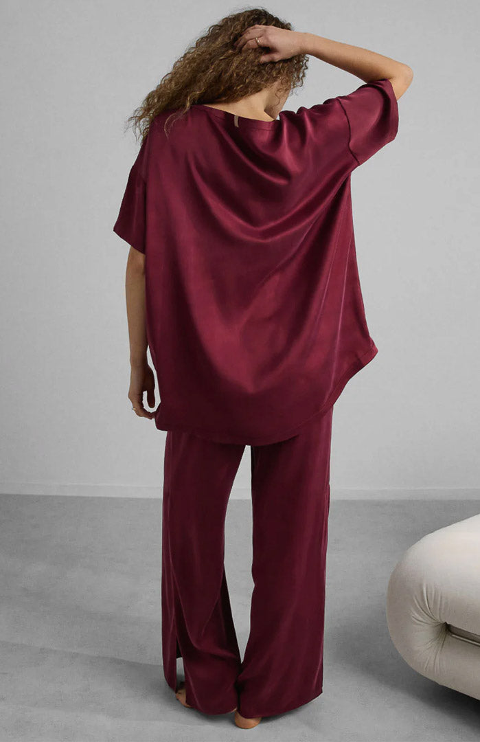 Wine Baby | Wine Armani Satin Loungewear Set