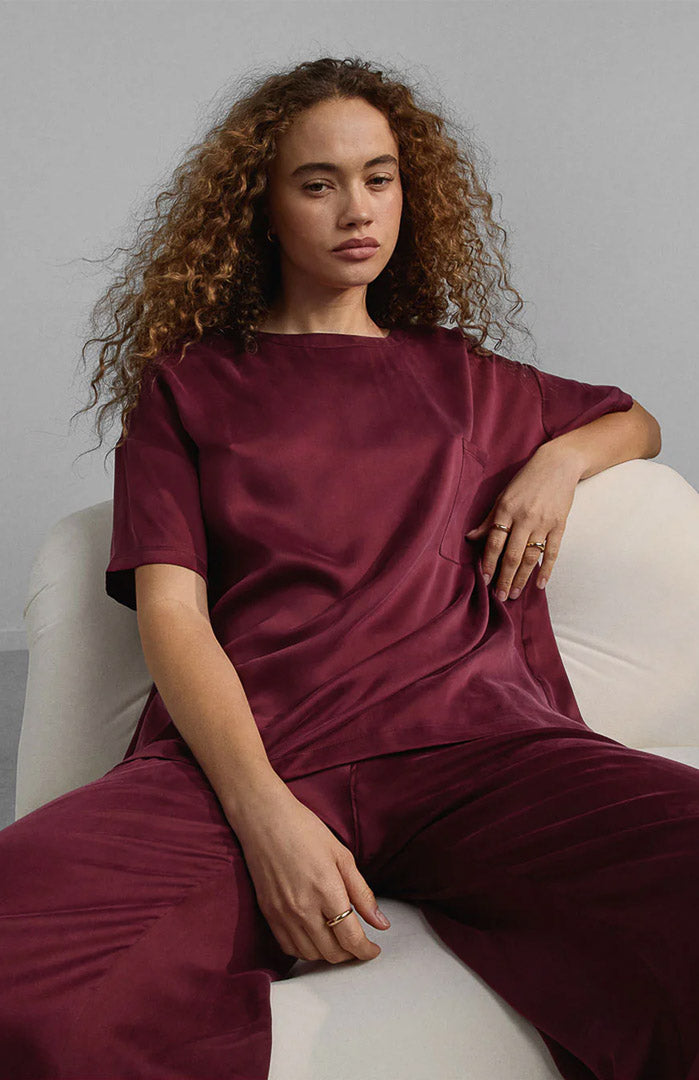 Wine Baby | Wine Armani Satin Loungewear Set