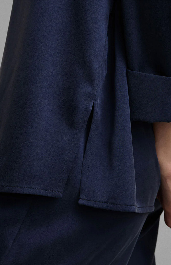 Midnight Escape | Navy Satin Joggers Loungewear Set