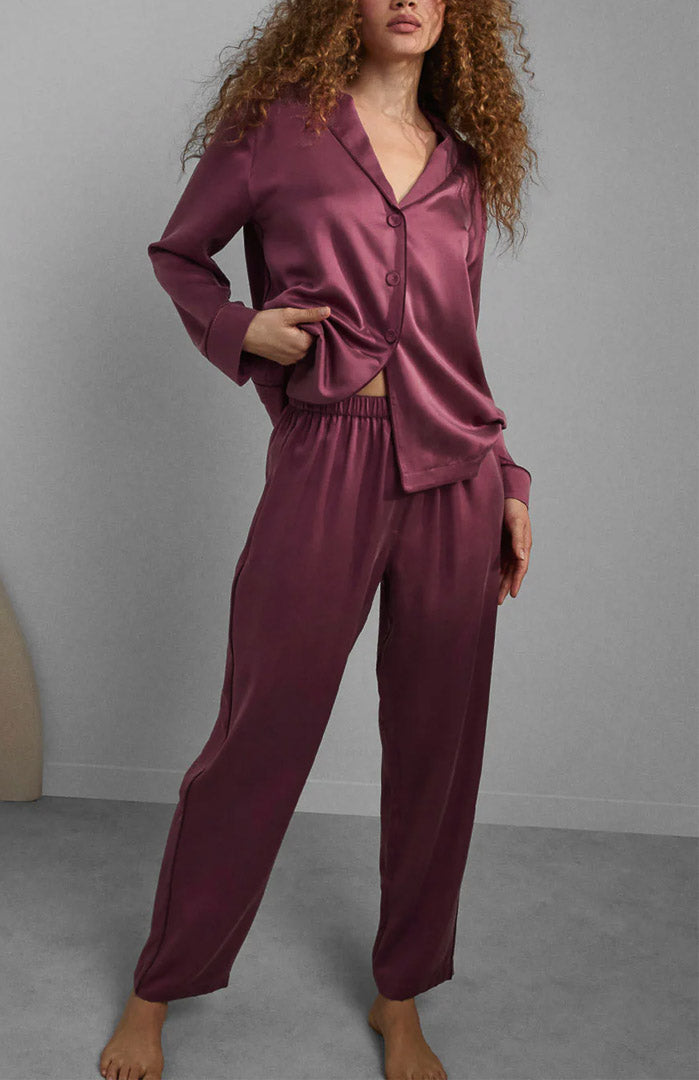 Sangria Satin | Wine Red Armani Satin Lounge Set