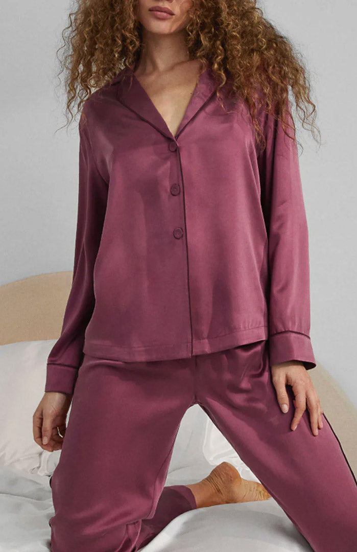 Sangria Satin | Wine Red Armani Satin Lounge Set