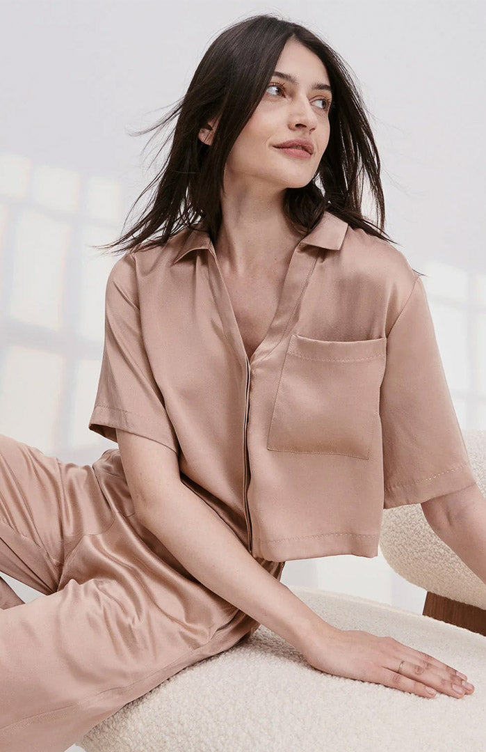 Glow Garnet | Rose Gold Armani Satin Lounge Set