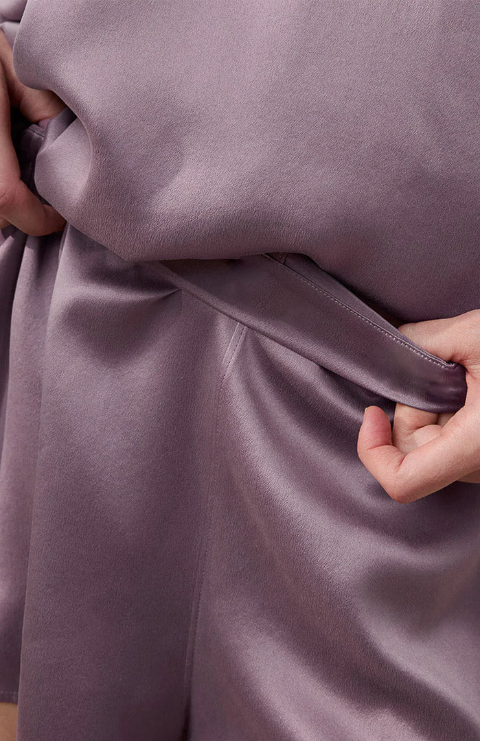 Velour Mauve | Satin T-Shirt & Shorts Set
