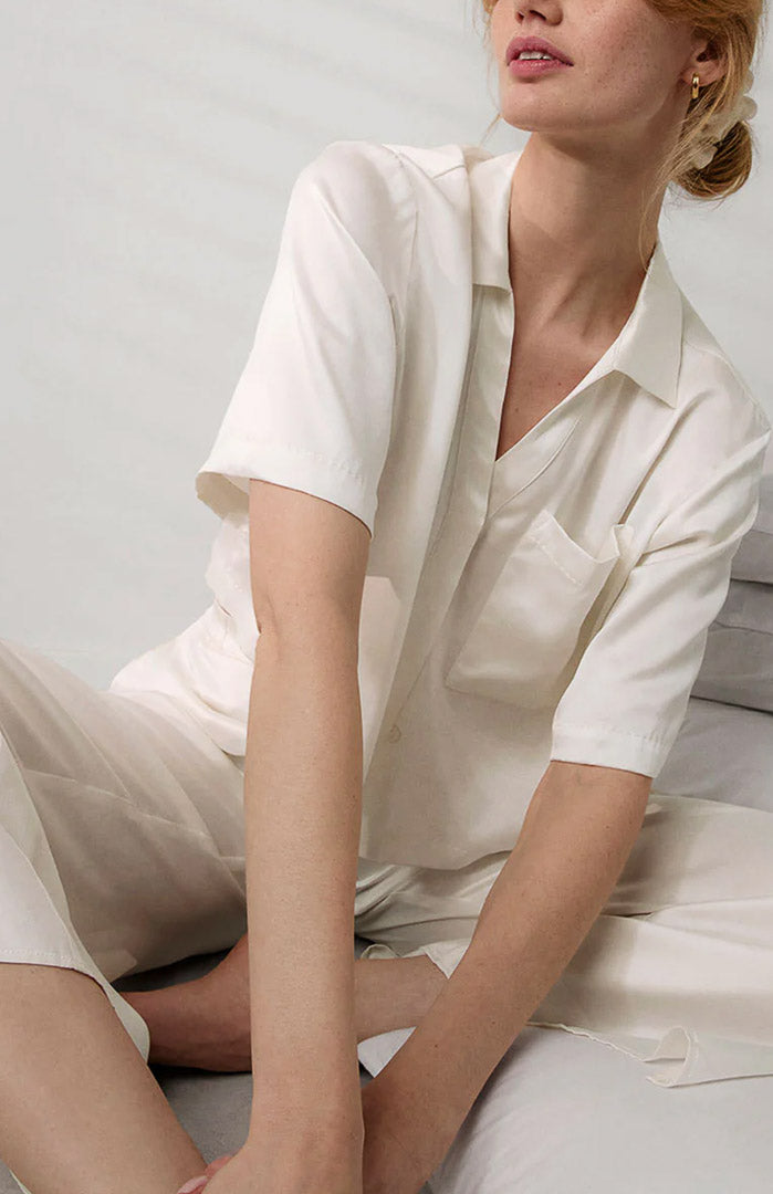 White Whisper | White Armani Satin Lounge Set
