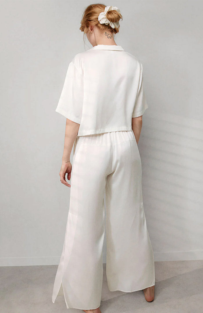 White Whisper | White Armani Satin Lounge Set