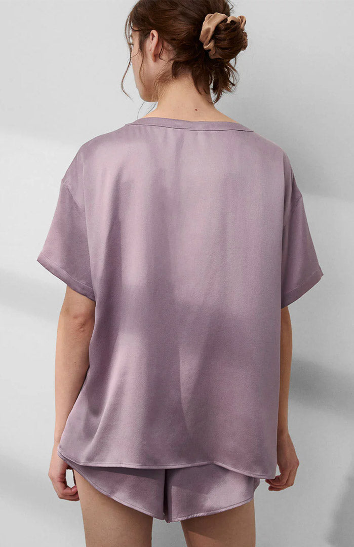 Velour Mauve | Satin T-Shirt & Shorts Set