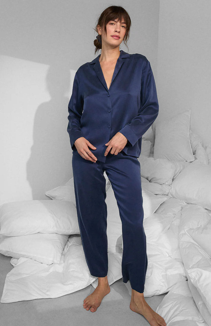 Midnight Muse | Navy Armani Satin Lounge Set
