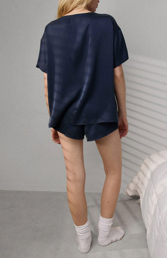 Midnight Dusk | Navy Satin T-Shirt & Shorts Set
