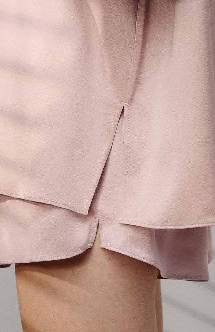 Blush Whisper | Pink Satin T-Shirt & Shorts Set