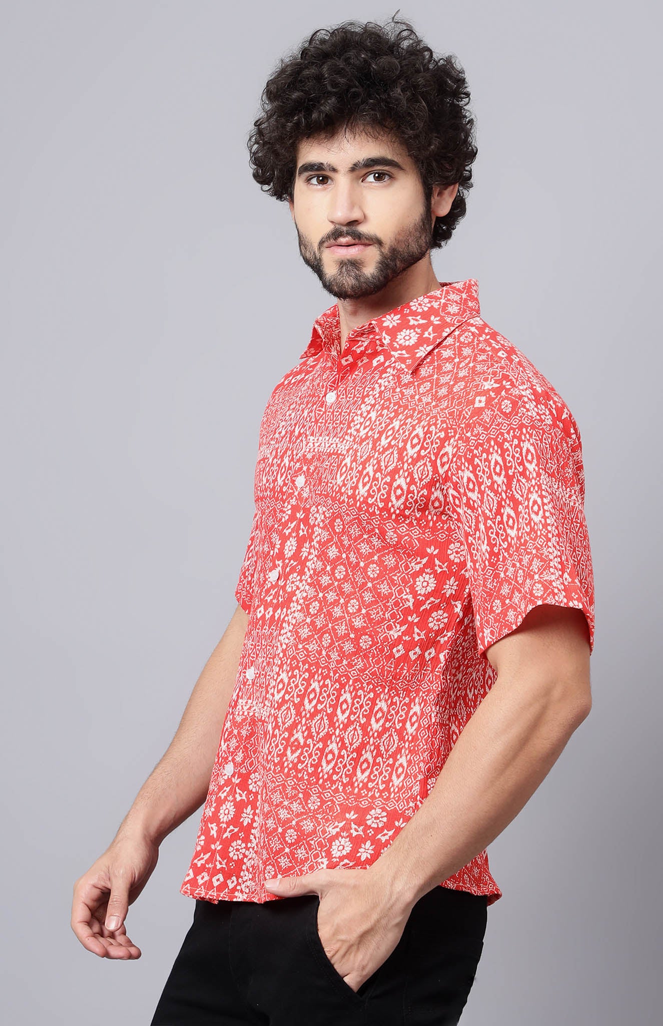 Fiesta Fire | Red & White Abstract Summer Shirt