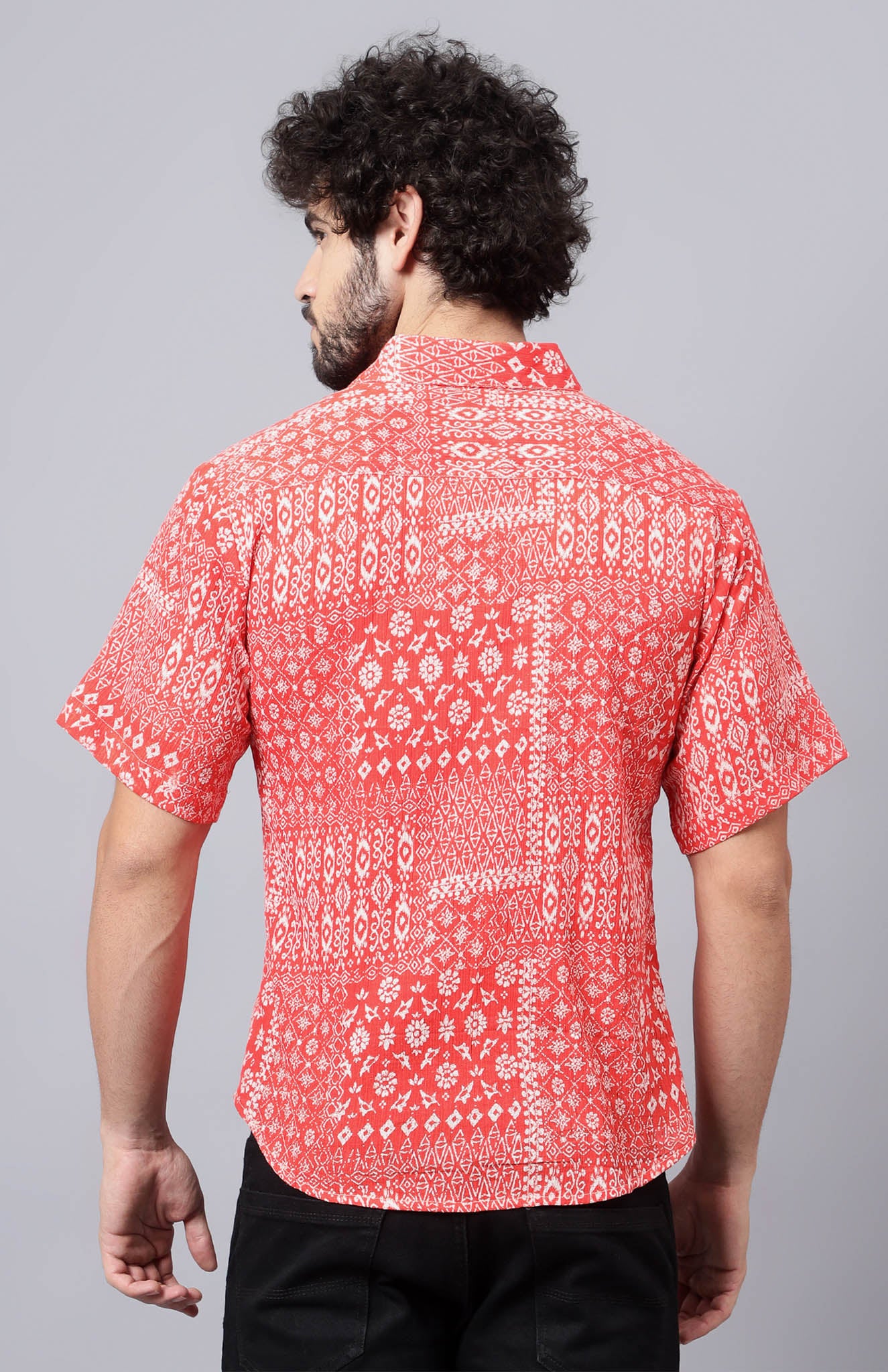 Fiesta Fire | Red & White Abstract Summer Shirt