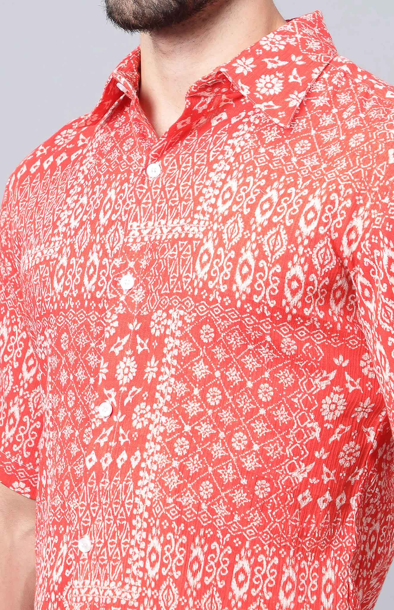 Fiesta Fire | Red & White Abstract Summer Shirt